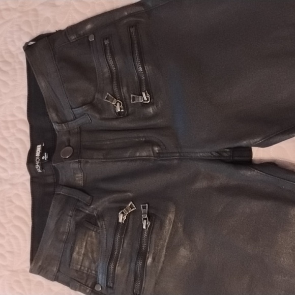 Fashion Nova Junior Blk Faux Leather Double Zip Closure Pockets Pants, Size 9 - Picture 3 of 10